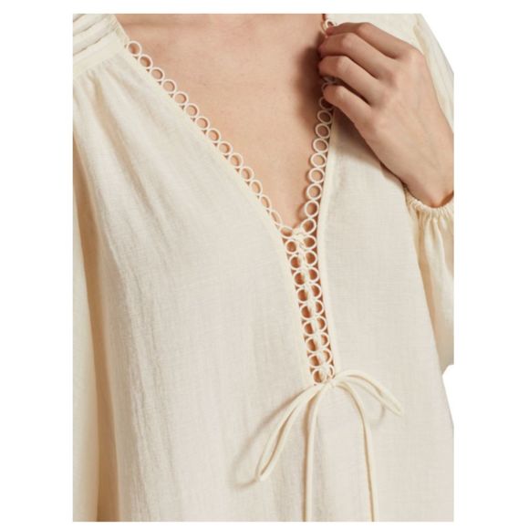 NWT* Jonathan Simkhai Rhodes Summer Lace Up Blouse - Women's Large - Picture 2 of 12